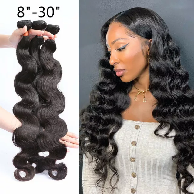 8-30 Inch Natural Color Brazilian Hair Weave 3 Bundles Body Wave Extensions Weft