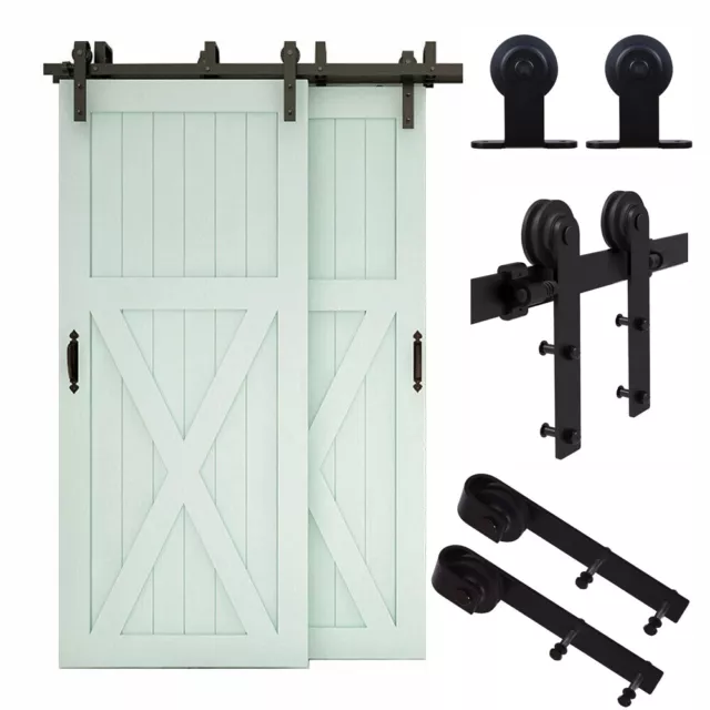 4-20FT Sliding Barn Wood Door Hardware Closet Track Kit For Single/Double/Bypass