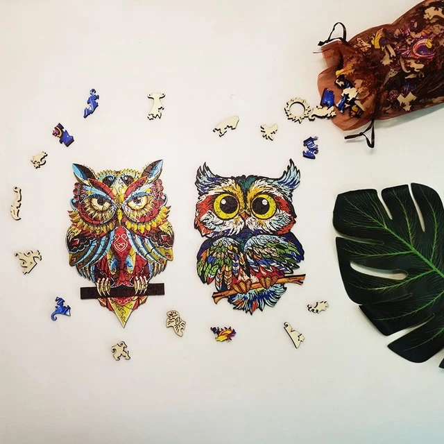 Charming Owl Puzzle Adults Children Wooden DIY Crafts Animal Shaped Jigsaw Games