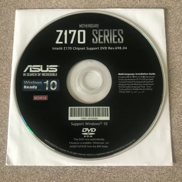 "NEW" ASUS Z170 Series Motherboard Drivers Installation DVD