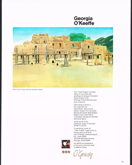 1970S ORIGINAL VINTAGE Georgia O'Keeffe Art Print Ad $34.99 - PicClick