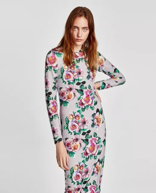 Zara floral bodycon sales dress