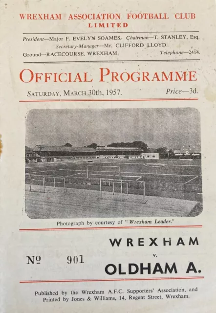 Wrexham v Oldham Athletic Div 3 (N) 1956/57