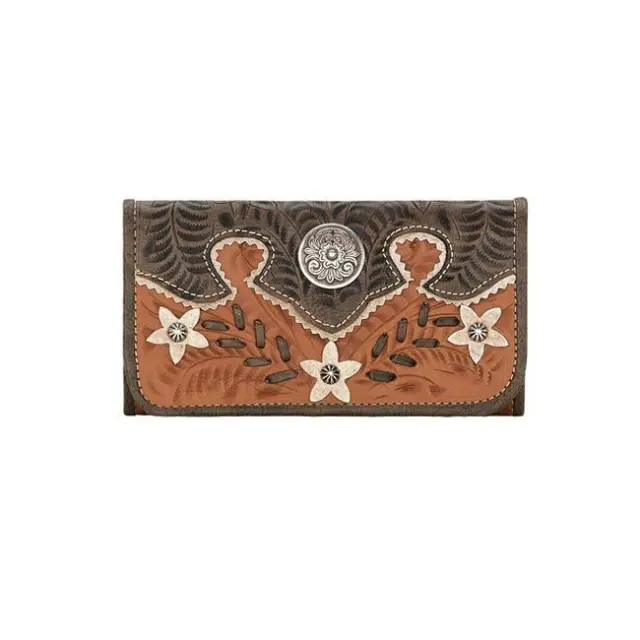 American West 5615282 Desert Wildflower Ladies Tri-Fold Wallet