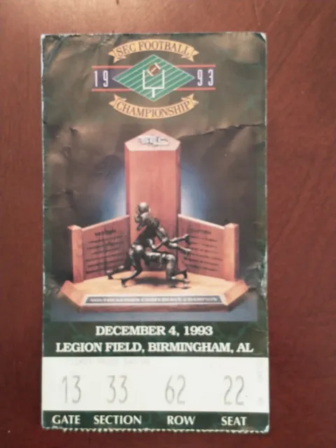 1993 Sec Championship Ticket Stub.  Florida v Alabama Last One In Birmingham