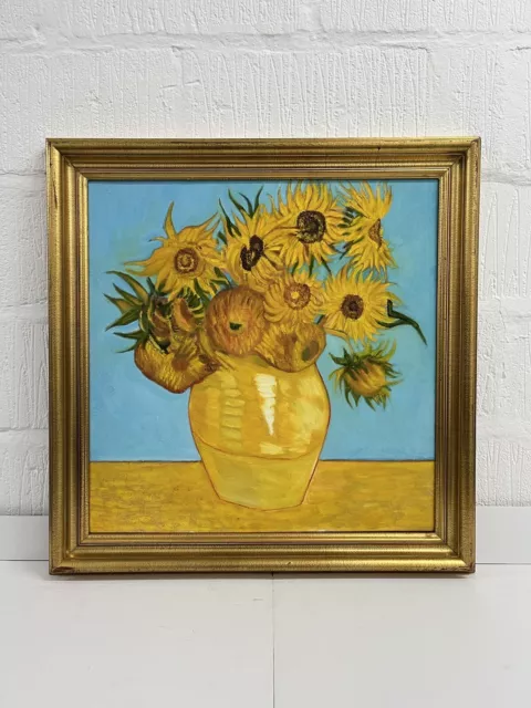 Oil Painting of Van Gogh Sunflowers in Gold Picture Frame