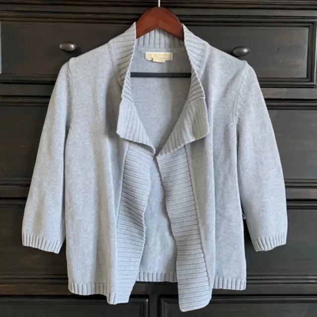 Michael Kors  Gray Chunky Knit Open Cardigan Sweater Women's Size Medium