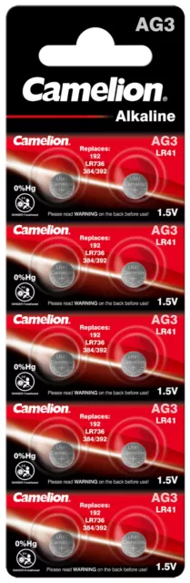 Camelion AG3 Knopfzelle Knopfbatterie MHD 2025 LR41 SR41 392 AG3 G3 SR41W GP92A