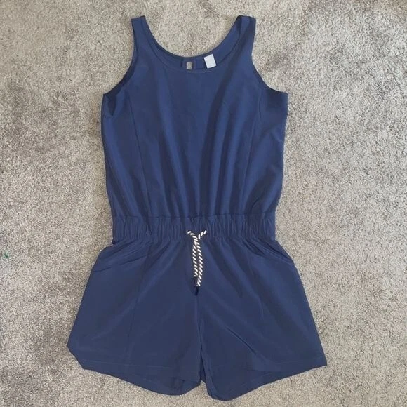Athleta Girl 14 XL romper outfit girls summer sleeveless shorts slate reflective