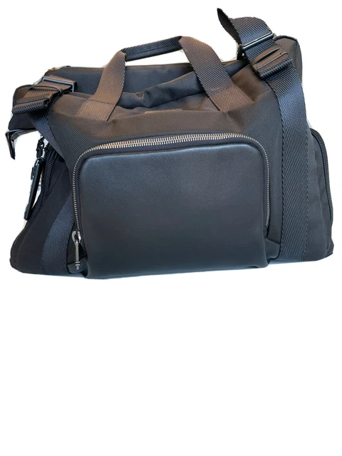 TUMI Buckley Duffel Bag Black Ballistic Nylon Carry-On with Black Leather Trim