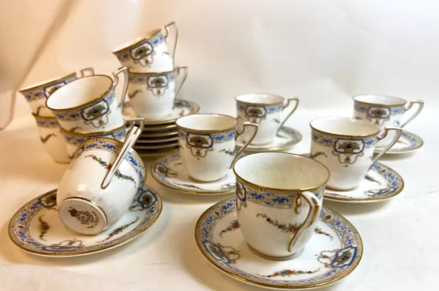 Antique Royal Worcester Demitasse Set 12 Cups & saucers Bone China C2101