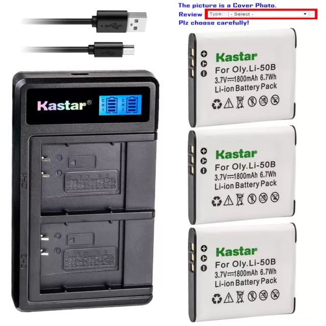 Kastar Battery LCD Dual Charger for Kodak LB-050 LB052 PixPro FZ151 Pixpro FZ201