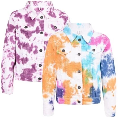 Bambini New Moda Jeans Giacca Cravatta Tintura Cappotto per Ragazze 3-13 Anni