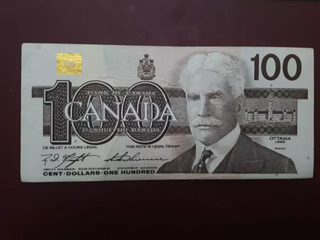1988  Canadian One hundred Dollar Banknote