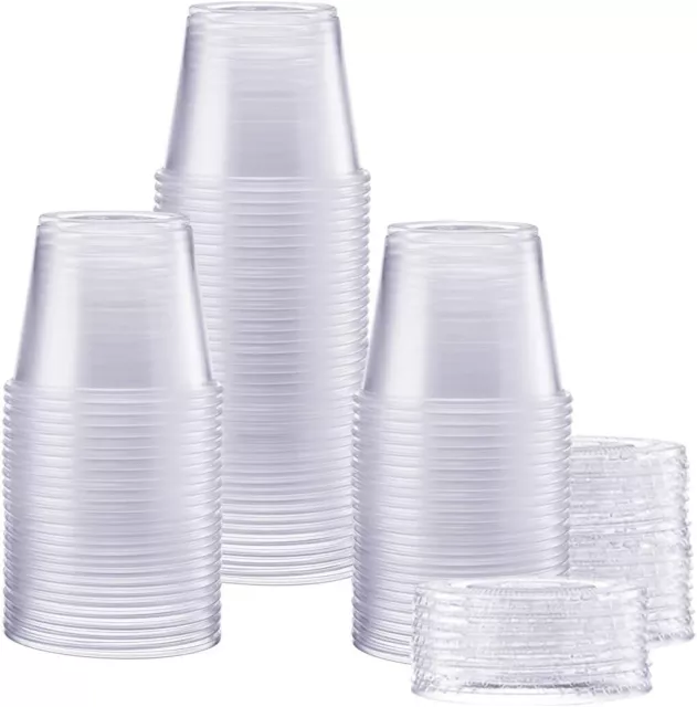 Vasos Desechables De Plastico Para Porciones Con Tapas [100 Juegos - 5.5 Oz.]