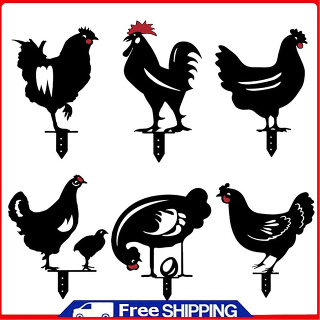 Art Chicken Yard Garden Statues Stakes Hen Gardening Ornaments for Backyard Lawn