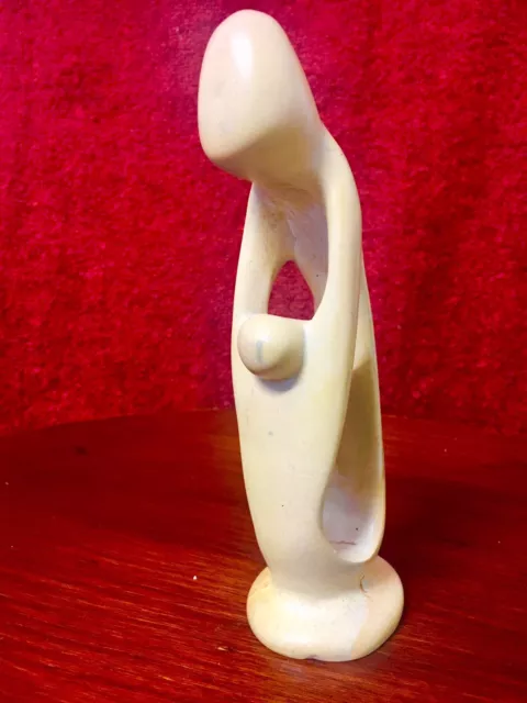 Vintage Shona African Art Soap Stone Parent & Child Sculpture