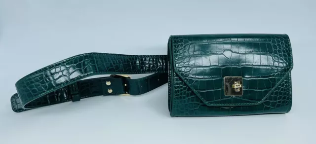 3AM FOREVER Green Faux Leather Convertible Belt Bag/crossbody Purse