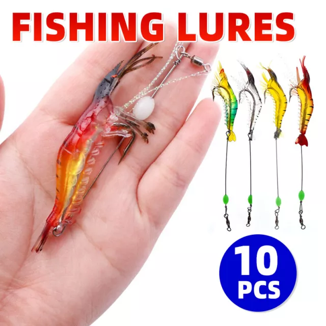 10 Soft Plastic Fishing Lures Tackle Prawn Shrimp Flathead Bream Cod Bass Lure