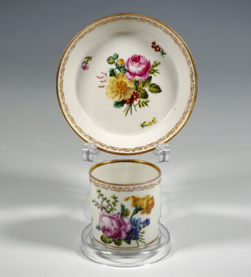 CIRCA Vecchio Vienna Biedermeier Collezione Tazza Fiori Buketts Oro Coppa Circa 1824 