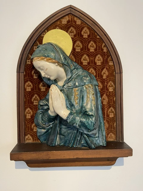 Grande statue religieuse 19eme Vierge Marie Époque Napoléon III sur Blason Chêne