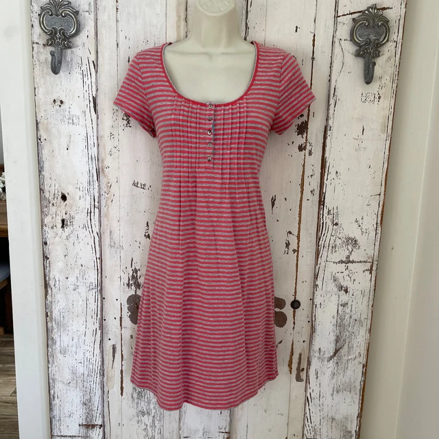 Boden Size 4 Woman's Pink Gray Striped Knit Cotton Blend Shift Casual Dress