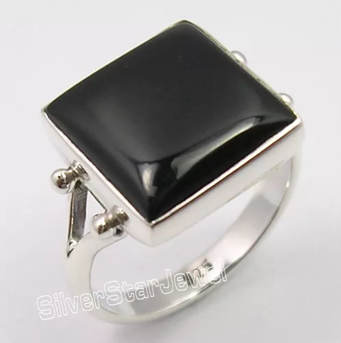 925 Pure Silver CABOCHON BLACK ONYX RICHFEEL Ring Any Size, Weight 3.7 Grams