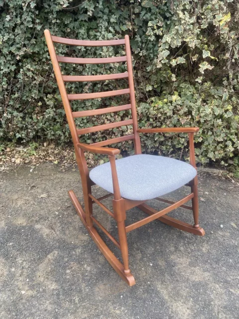 Vintage Retro Rocking Chair Scandinavian Mid-Century Style with Ladder Back