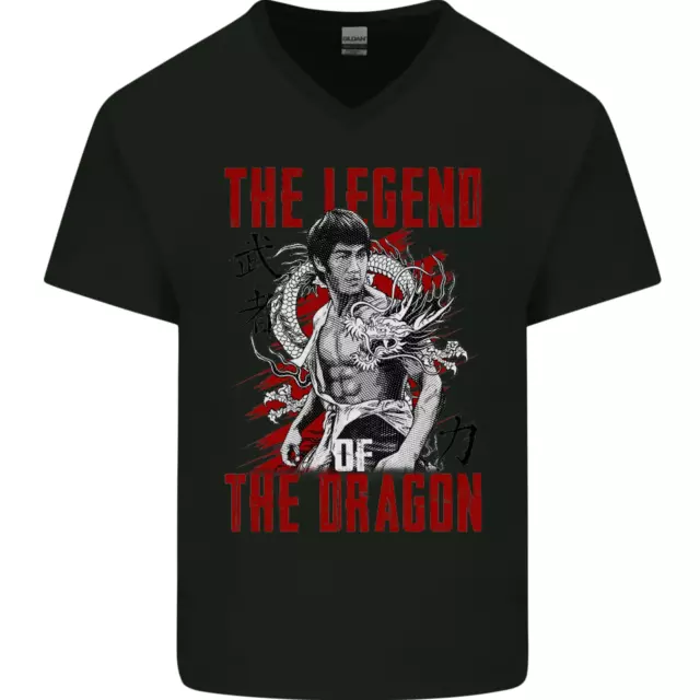 T-shirt da uomo scollo a V cotone Legend of the Dragon MMA film arti marziali