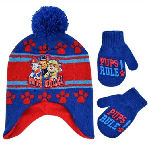 Nickelodeon Paw Patrol Hat and Mittens Set NeW Toddler Boy's size 2 to 4 years