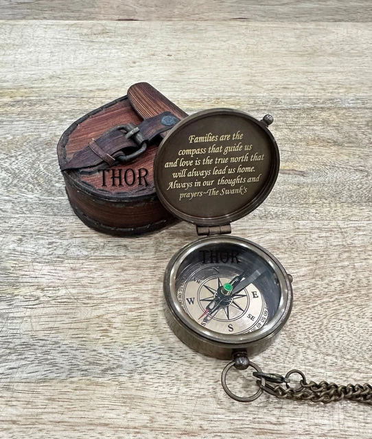 Engraved Brass Nautical Best Of Luck Compass 2 Inch Memory Present Birthday Gift 2