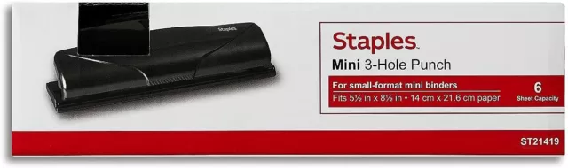 Staples Mini 3-Hole Punch, 6 Sheet Capacity / 2 for sale.