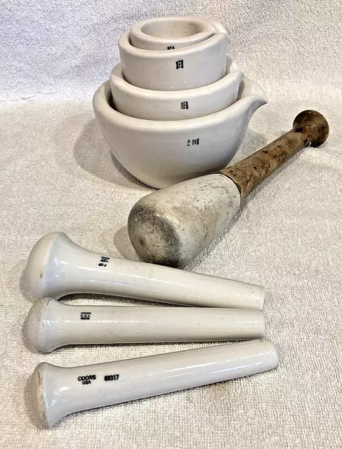 Antique COORS Porcelain Mortar & Pestle Apothecary Pharmacy Vtg USA - Video