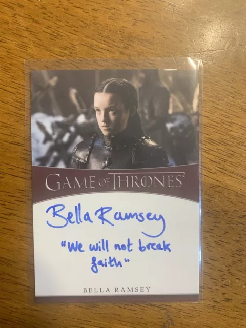 Game Of Thrones Bella Ramsey Auto Signed Inscription Rare Rittenhouse