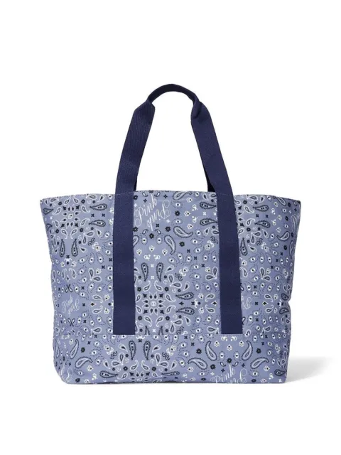 NEW Victoria's Secret Reversible Blue Bandana Tote Overnight Weekender Beach Bag