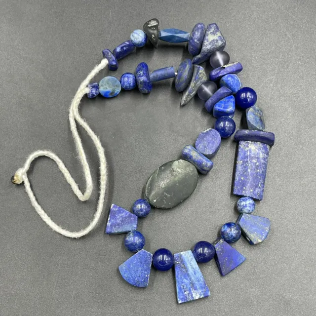 Ancient Near Eastern Rare Old Lapis Lazuli Stone Beads Beautiful Necklace