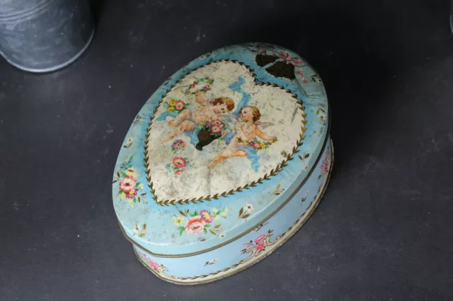 Vintage Cote D'or Belgian Easter Tin  Egg-Shaped Chocolate Box putti cherubs