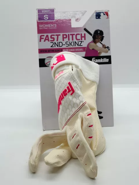 Franklin Sports 2nd-Skinz Fastpitch Softball Batting Gloves WHT/PNK WOMENS SMALL