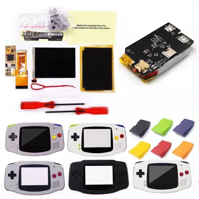 V2 IPS 10 Levels Brightness LCD Kit+Pre-cut Shell With 1800mAh Battery For GBA