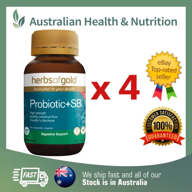 4 x HERBS OF GOLD PROBIOTIC + SB 60 CAPSULES + FREE SAME DAY SHIPPING