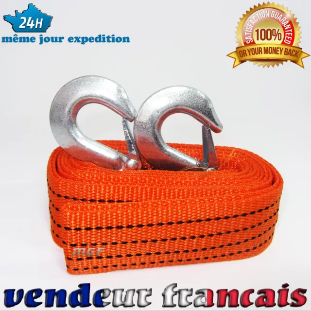 2 x CORDE SANGLE DE REMORQUAGE EXTENSIBLE 4M 4T POUR VEHICULES