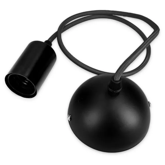 Douille de lampe E27 métal câble textile 90 cm noir - Support de lampe plafond