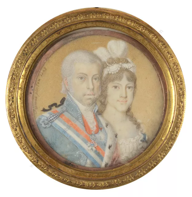 Romão "Portuguese Royal couple Don João VI and Dona Carlota Joaquina", miniature