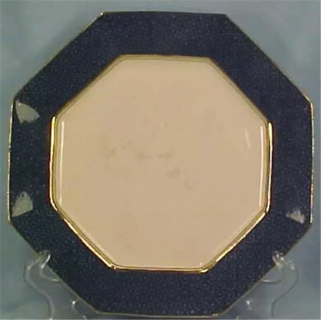 Lowestoft Border Luncheon Plate Booths A1512 Porcelain Blue Gold White Octagonal