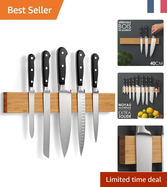 Porte-Couteaux Magnétique Mural 25 Cm SMART&COOL - Aimant Puissant Acier Inoxydable - Rangement Cuisine Outils