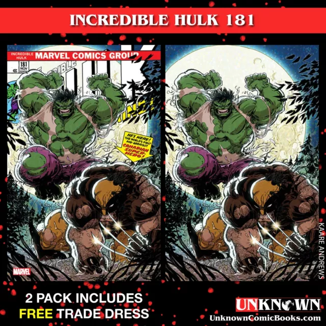 [2 Pack] Incredible Hulk #181 Facsimile Edition [New Printing] Unknown Comics Ka