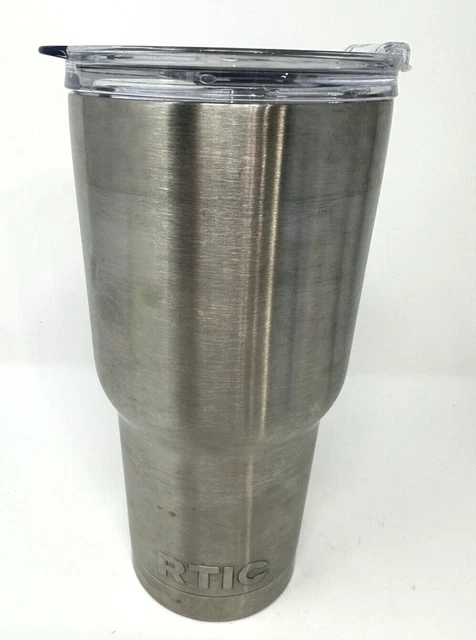 RTIC Brushed Stainless Steel Tumbler Mug Vacuum Insulated With Reduce Lid 30 oz