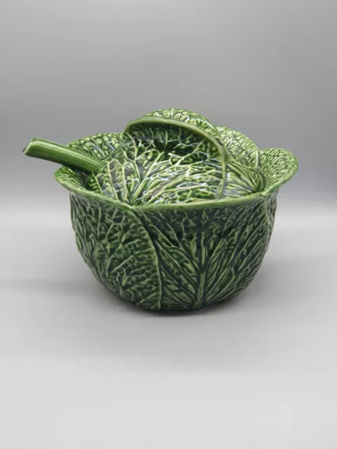 A Vintage Cabbage Tureen with Lid and Spoon