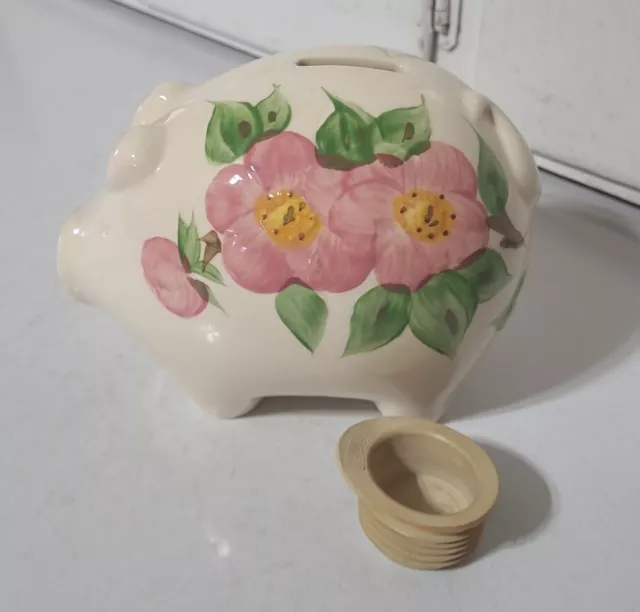 Franciscan Desert Rose Piggy Bank w/ Original Stopper. One crack. EUC England