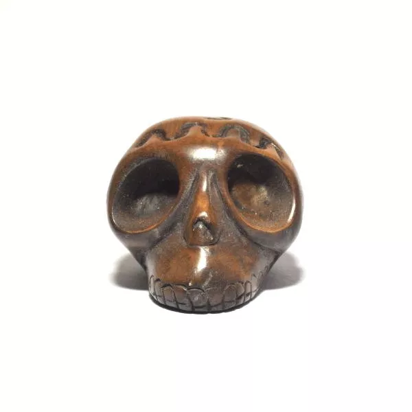 Netsuke Antique Skull Signed Japanese Boxwood  vintage Ojime Edo Inro 8824